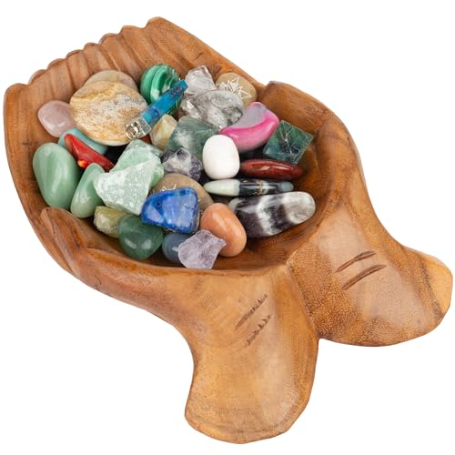 Wooden Hands Bowl, Crystal Display, Rock Display, Natural, Large L