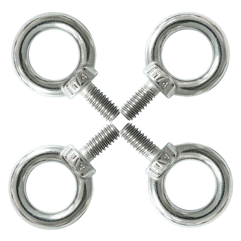 [Australia - AusPower] - 1/4" UNC Lifting Shoulder Eye Bolts, Marine Grade 316 Stainless Steel Threaded Nut Fastener, 4 Packs 1/4"-20X1/2" 