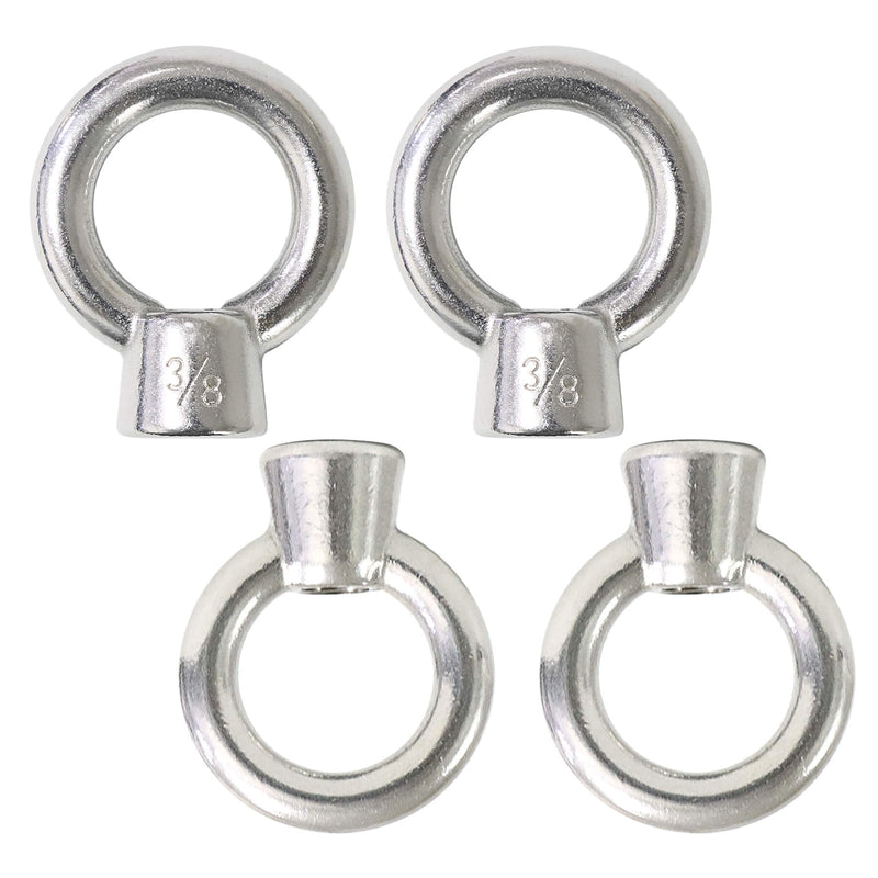 [Australia - AusPower] - 3/8" UNC Marine Grade Lifting Eye Nut, 316 Stainless Steel Threaded Nut Fastener, 4 Packs 3/8" 