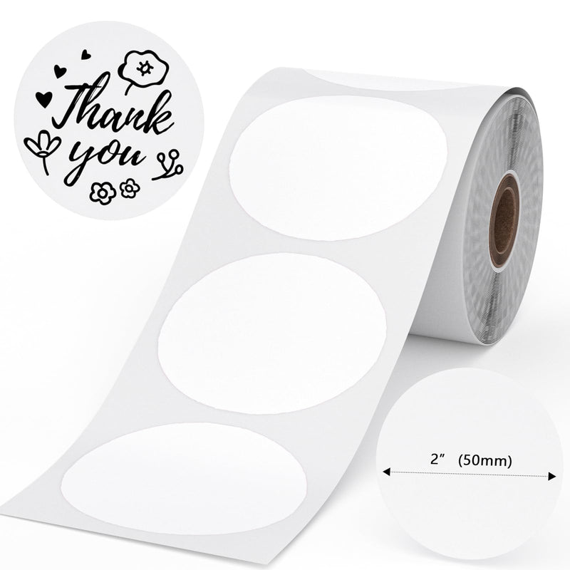 Phomemo 2" Circle Thermal Label, Self-Adhesive Round Sticker Label, Direct Thermal Printer Label for Logo Design, Name/Price Tag, Stickers Labels for Small Business Supplies, 750 Labels/Roll White