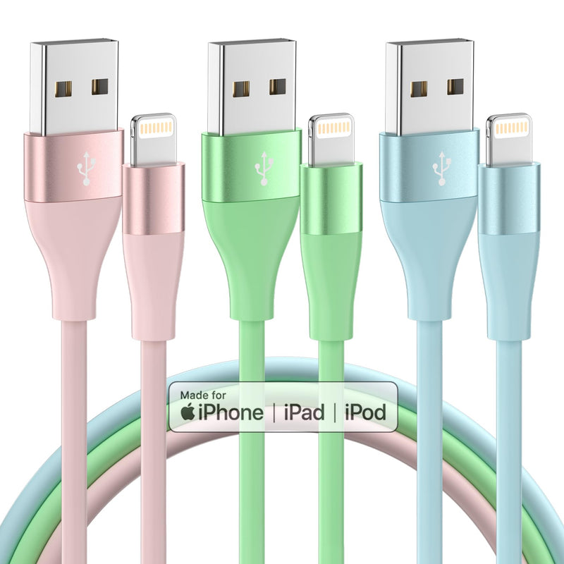 iPhone Charger 3Pack 10 FT Apple MFi Certified Lightning Cable Fast Charging iPhone Charger Cord Compatible with iPhone 14 13 12 11 Pro Max XR XS X 8 7 6 Plus SE iPad and More Colorful