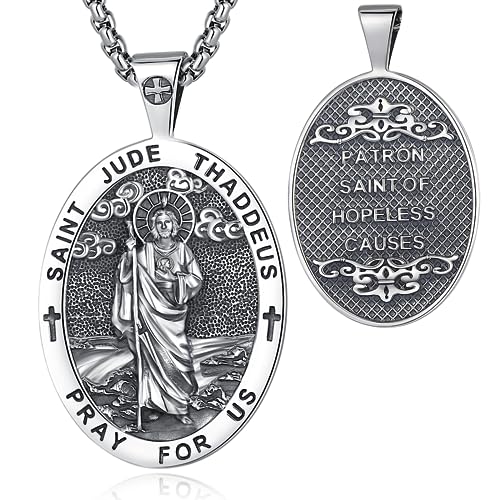 Vito 925 Sterling Silver Saint and Archangels Necklace for Women Men St Jude-Silver