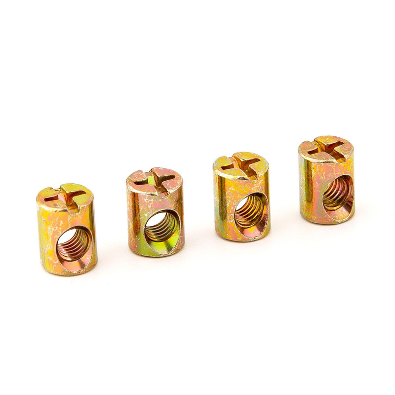 [Australia - AusPower] - 4 PCS M6 Spring Loaded Barrel Nuts, Slotted Barrel Nuts Cross Dowels, Replacement Screws Cross Dowel Barrel Nuts with Part 100514 for Furniture Bed Crib and Chairs 