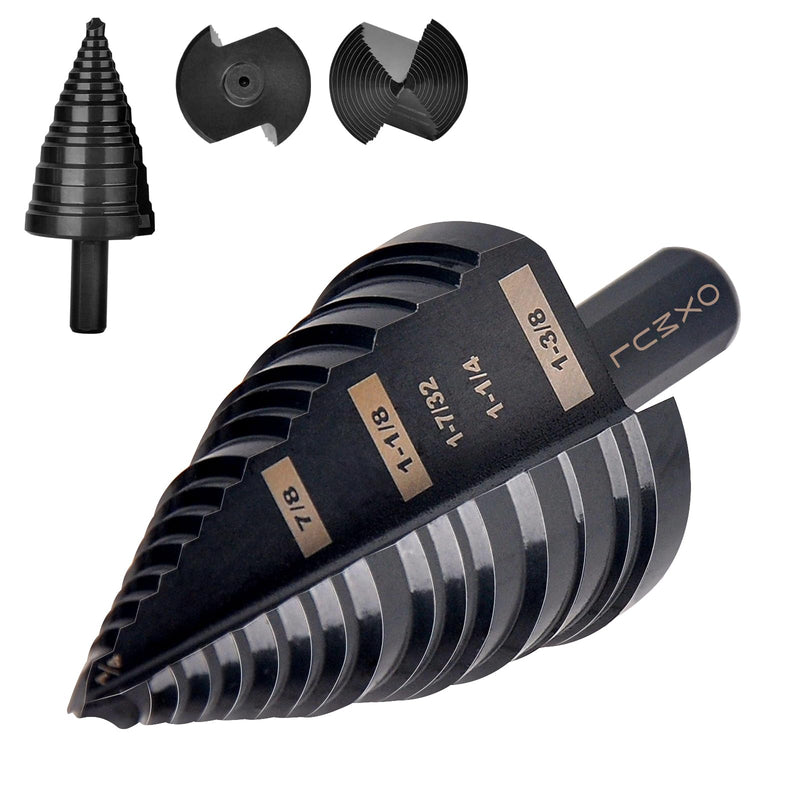 Step Drill Bit for Steel,1-3/8",M35 Cobalt Drill Bits,3/8" Shank, | Heavy Duty for Stainless Steel, Hard Metal, Aluminum, Copper, Industrial Grade,6-Steps. 204 1 Unibit 1/4—1-3/8