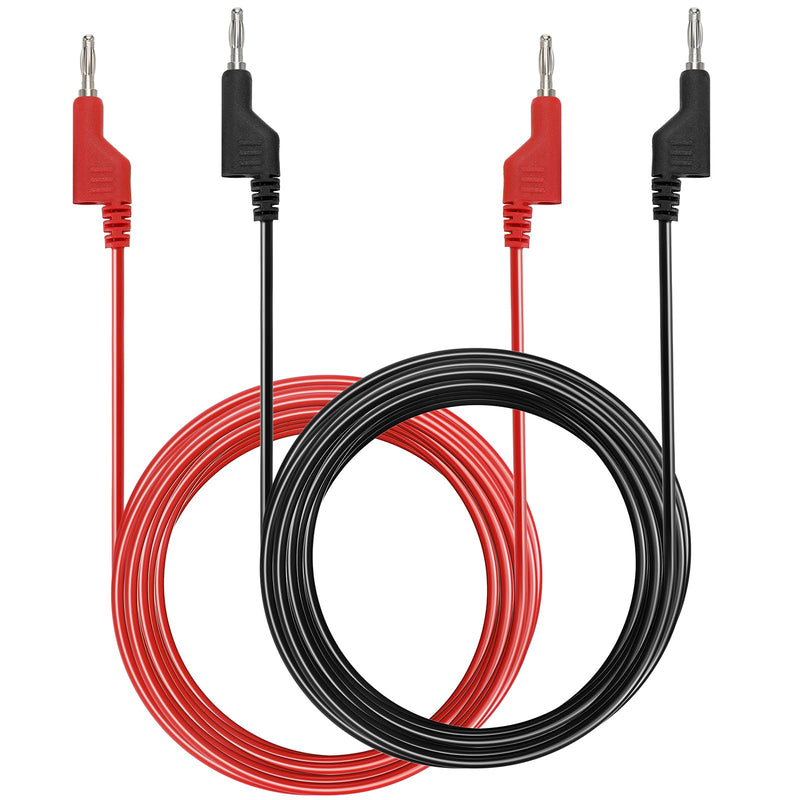 [Australia - AusPower] - Sumnacon 2Pcs Banana to Banana Plug Test Leads - Stackable 4MM Bananas Plug Test Cables Jumper Wires, Multimeter Clip Wires for Electrical Testing 1000V/15A 9.8Ft/3M 
