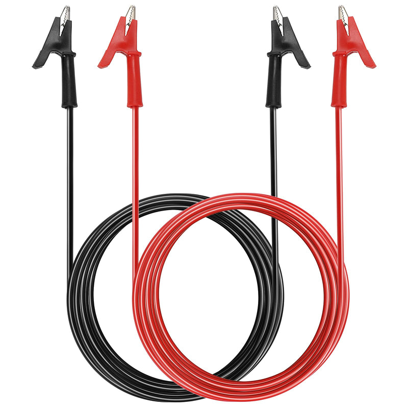 [Australia - AusPower] - Sumnacon Dual Ended Crocodile Alligator Clips, 15A Test Lead Wire Cable with Insulators Clips, 2Pcs 6.6 Ft/2M Test Flexible Cable with Protective Jack Copper Clamps for Electrical Testing 2 m 