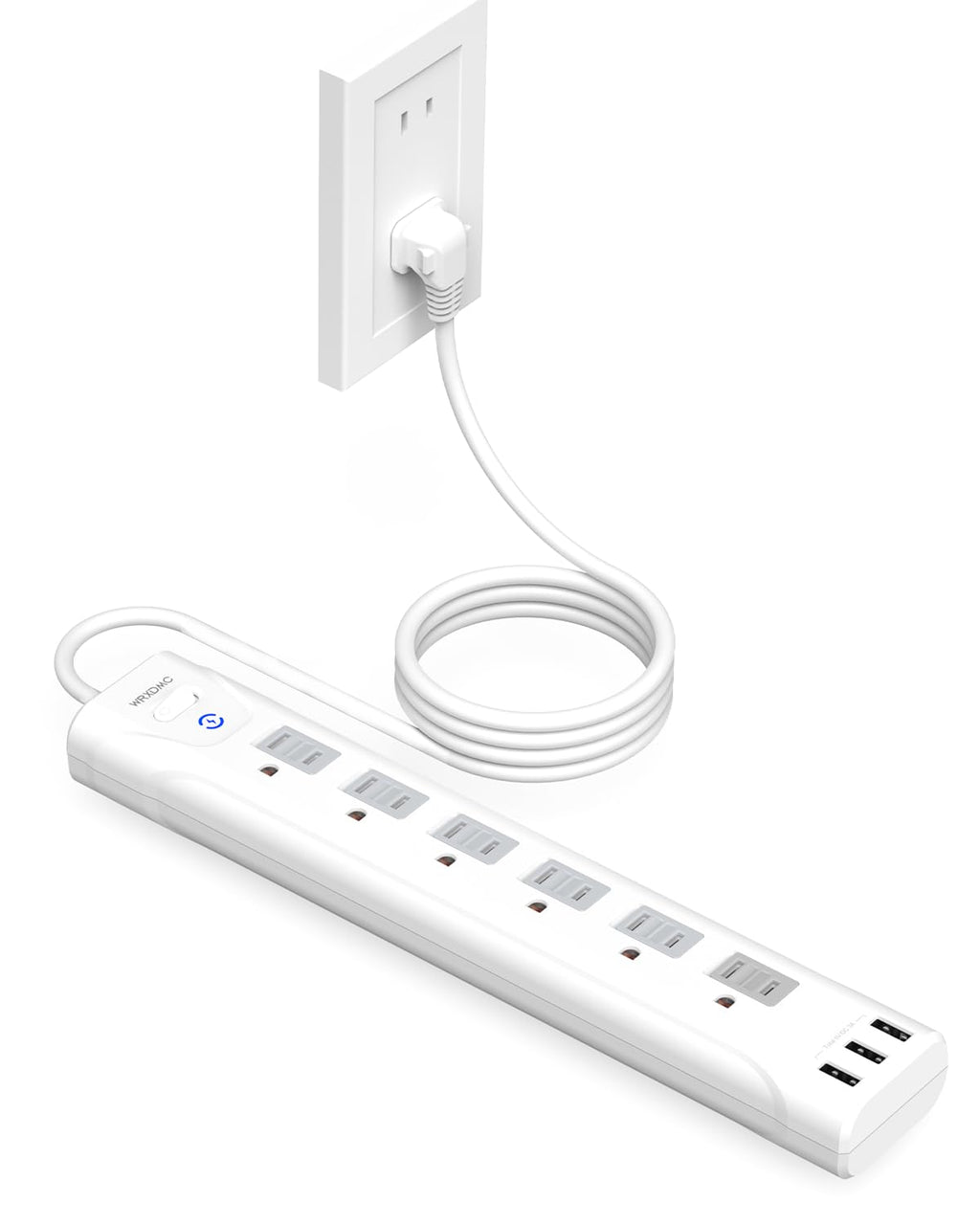 [Australia - AusPower] - 2 Prong Flat Plug Power Strip, WRXDMC 2 Prong to 3 Prong Outlet Adapter, 1680J Surge Protector, 5ft Extension Cord with Polarized Plug, 6 AC Outlets & 3 USB, Wall Mountable, Ideal for Old House 5 FT 