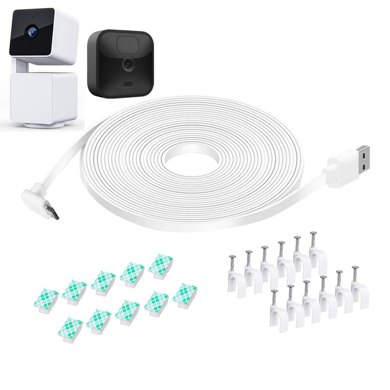 [Australia - AusPower] - 26FT Wyze Cam Pan V3 Cable, Power Cord for Blink Outdoor (3rd Gen),90 Degree L-Shaped Micro USB Power Extension Cable Weatherproof Charging Cord(Not for Wyze Cam V3,Not for Blink 4th Gen) 1PACK 26FT 
