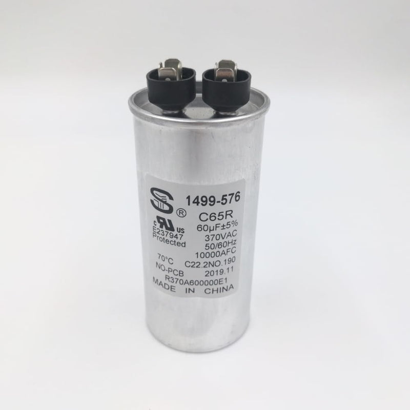 [Australia - AusPower] - C65R Capacitor 60 uF ±5% 370VAC 60 MFD 50/60 Hz Compatible with Coleman 1499-576 Motor Round Run for Air Conditioners, Dehumidifiers, Washers, Dishwashers C22.2NO.190 E237947 14995761 