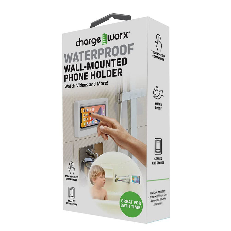 [Australia - AusPower] - Waterproof Shower Phone Holder | Wall-Mountable Smartphone Holder for Bathroom, Kitchen | Touchscreen Enabled, Anti-Fog, Universally Compatible | Portable, E-Z Install, Secure Hold 