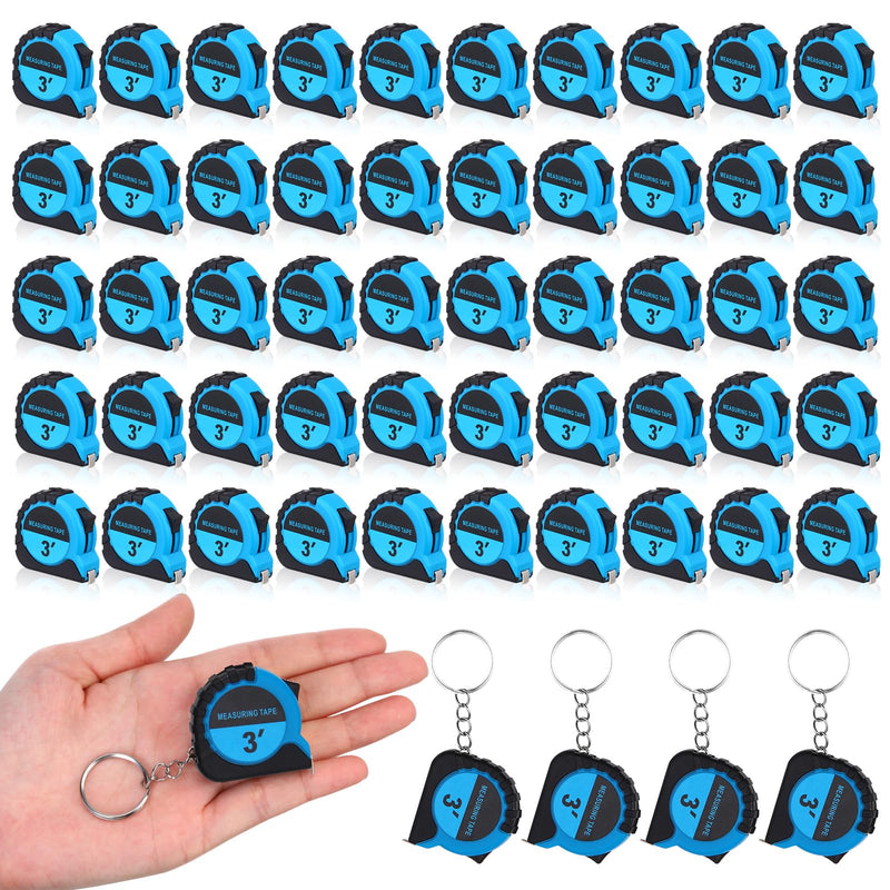 Kanayu Mini Tape Measure Keychains 3 ft Small Retractable Measuring Tape Bulk with Lock Steel Easy Read Pocket for Birthday Party Favors Daily Use(3 ft,Blue,50) Blue 50