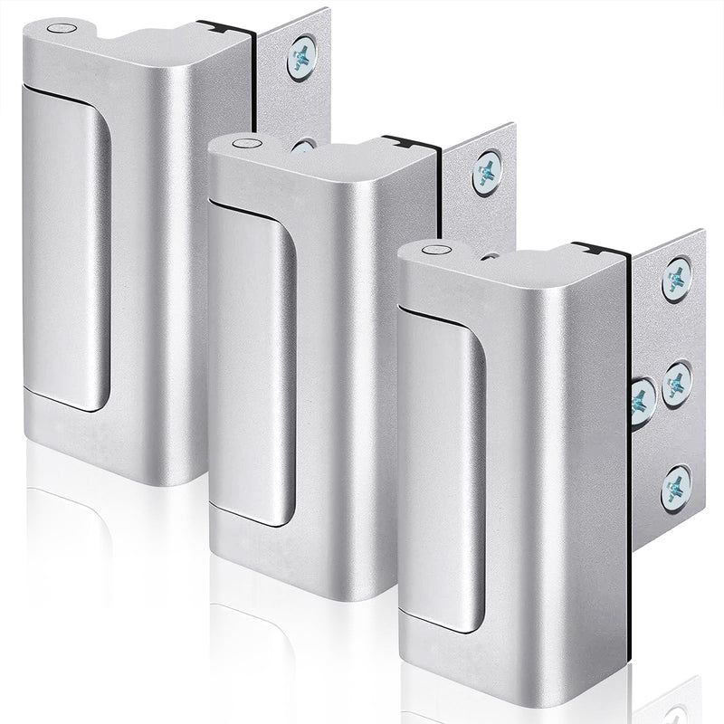 [Australia - AusPower] - DPD Home Security Door Reinforcement Lock - Child Proof Door Lock Flip Locks, 3 Pack Security Door Lock with 800lbs for Inward Swinging Door, Aluminum Finish -Silver 