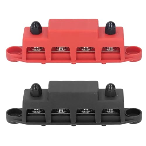 Set of 2 Power Distribution Block M8 Screw Connection 4-Pin Busbar 48V 250A DC for Car Boat Marine