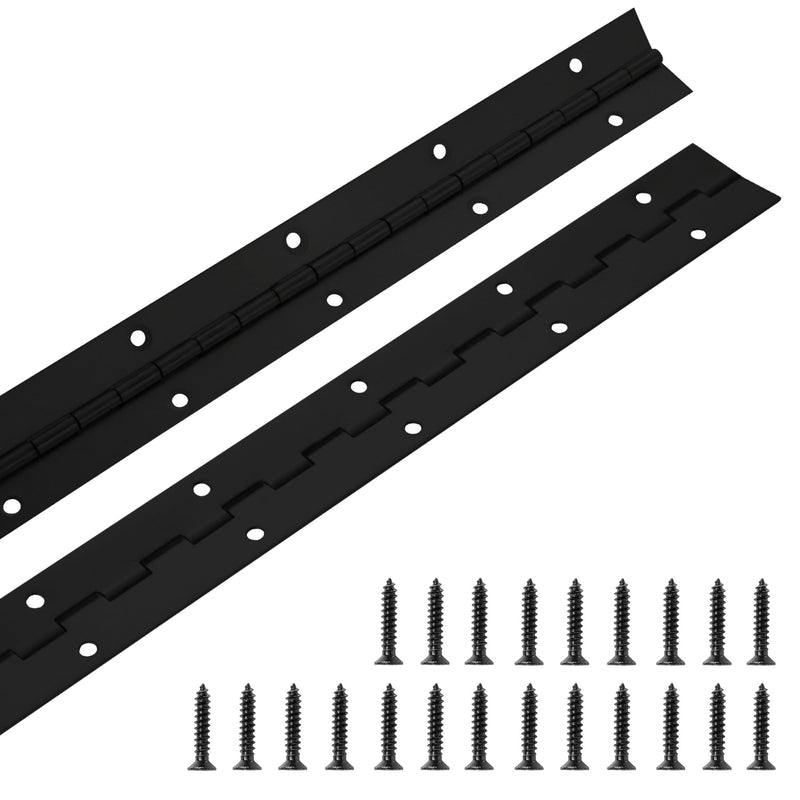 [Australia - AusPower] - 2 Pack Piano Hinge 30 Inch x 1.2 Inch Heavy Duty Stainless Steel Black Continuous & Piano Hinges for Cabinets Boat Marine Door, 0.04" Leaf Thickness 1.2'' Open Width 