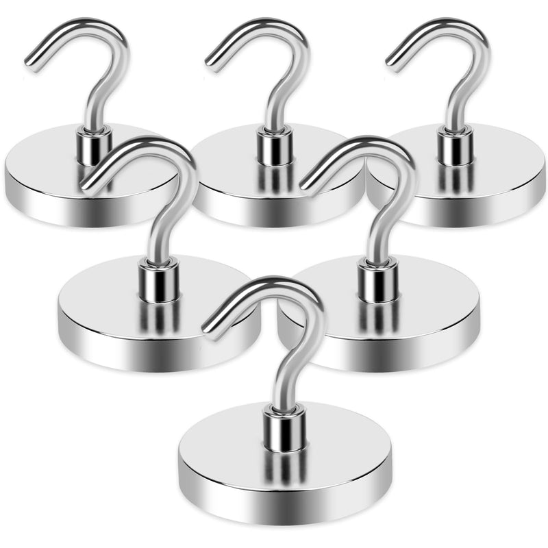 [Australia - AusPower] - LOVIMAG Strong Magnetic Hooks, 100LBS Magnet Hooks for Cruise Cabin, Super Powerful Neodymium Magents for Cruise Essentials Must Haves, Heavy Duty Magnets for Metal Door, Refrigerator,Ceiling - 6 Pcs 110lbs Silver 