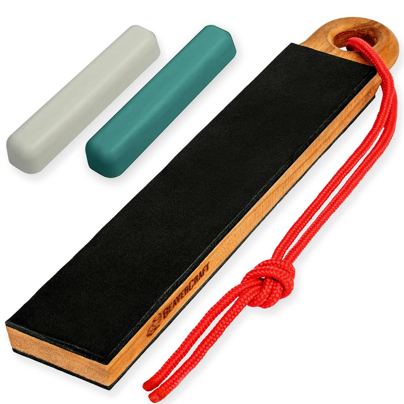 [Australia - AusPower] - BeaverCraft Knife Strop Kit LS9P02 Leather Strop for Knife Sharpening - Stropping Leather with Knife Polishing Compound - Pocket Leather Honing Strop Block 2-sided, Leather Knife Sharpener 