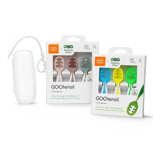 NumNum Feeding Littles Baby Spoons 6 Months, 6-Pk Neutral/Neon 6 Spoons