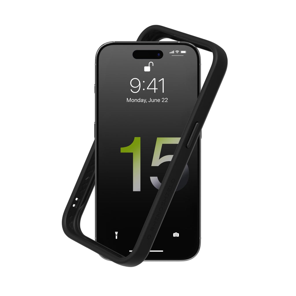 [Australia - AusPower] - RhinoShield Bumper Case Compatible with [iPhone 15 Pro Max] | CrashGuard - Shock Absorbent Slim Design Protective Cover 3.5M / 11ft Drop Protection - Black iPhone 15 Pro Max - Black 