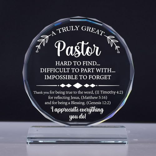 Pastor Appreciation Gifts Exquisite Crystal Plaque with Gift Box Packaging, Thank You Gifts for Pastor, Christmas/Retirement/Birthday Pastor Gifts