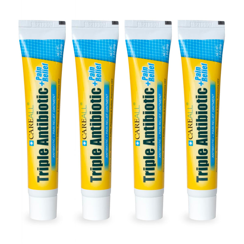[Australia - AusPower] - CareAll Triple Antibiotic Ointment + Pain Relief 1.0 oz (4 Pack), Dual Action First Aid for Minor Scrapes, Cuts, and Burns to Help Prevent Infection While Providing Maximum Strength Pain Relief. 