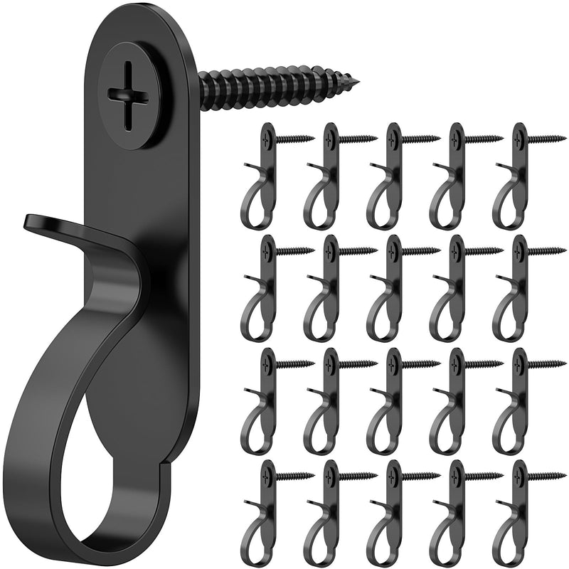 [Australia - AusPower] - String Lights Hanger Hooks, Stainless Steel Lights Clips, Outdoor Screw Hooks for Christmas Party Easy Release Wire and Fairy Led Lights, 20 Packs - Black 