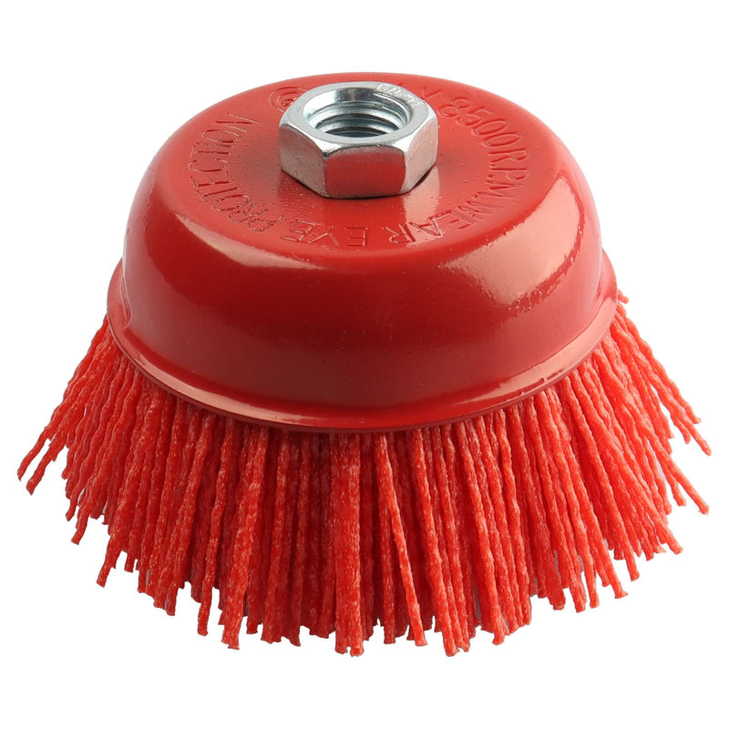 [Australia - AusPower] - 4 Inch Abrasive Nylon Cup Brush for Angle Grinder, Wire Wheel for Angle Grinder 5/8 Inch-11 Threaded Arbor, Nylon Wire Brush for Drill Ideal for Removing Rust, Corrosion, Paint. 4" 1Pcs 
