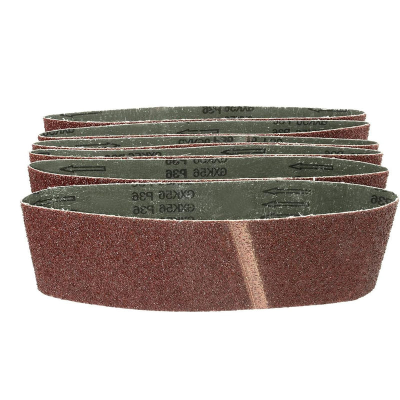 [Australia - AusPower] - 4 x 24 Inch Aluminum Oxide Sanding Belt for Belt Sander 36 Grit 6pcs (Red or Black Random) 36 Grits(6pcs) 