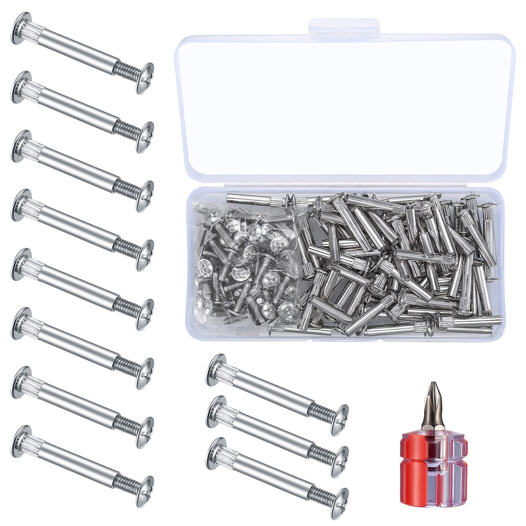 Furniture Joint Connector Bolt & Sleeve Cap Nuts, 130 Pcs Furniture Screws Connectors with Binding Barrels, Cabinet Panel Connector Screws with Philips Head Screws for Wood Cupboard Bed