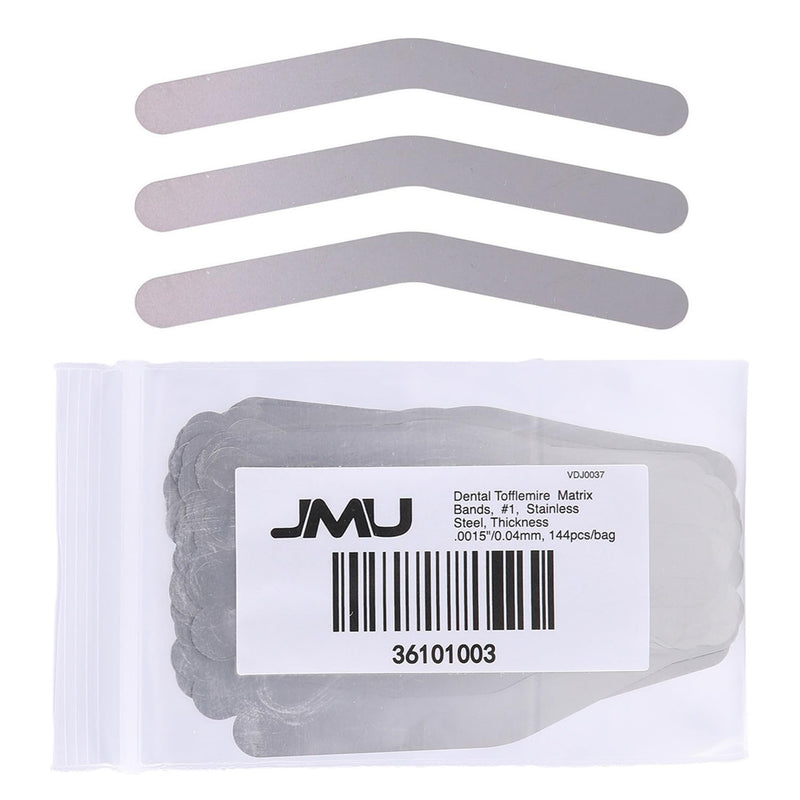 [Australia - AusPower] - JMU 144 Pcs Dental Tofflemire Matrix Bands 1# Stainless Steel, Thickness .0015"/0.04mm 1# 