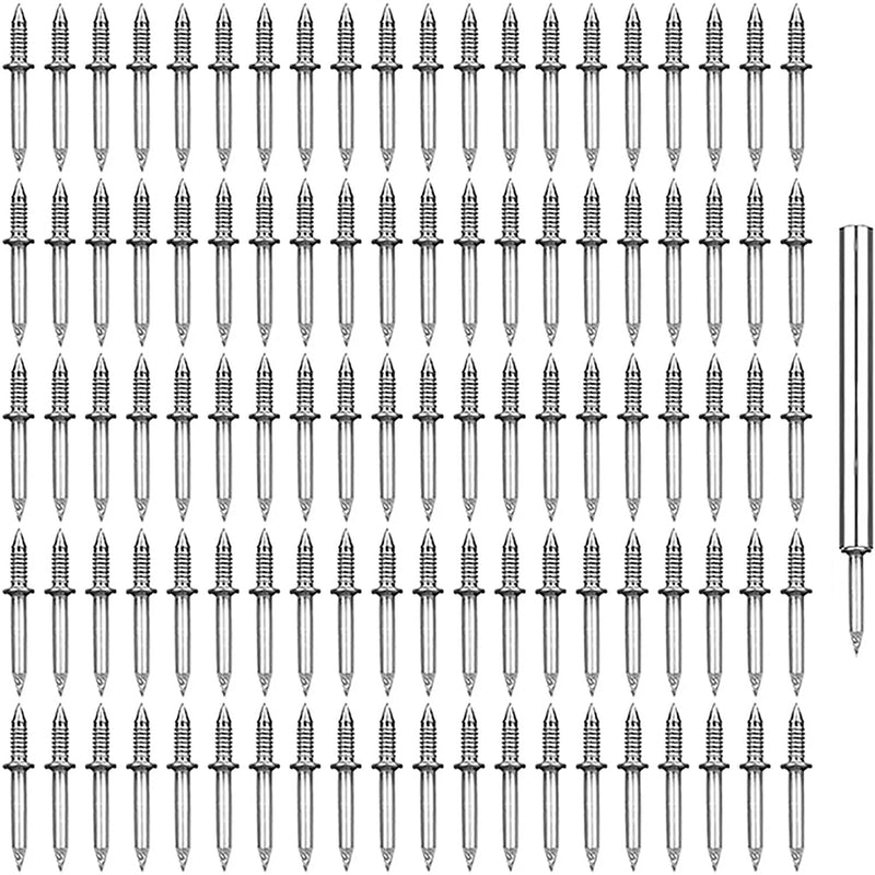 [Australia - AusPower] - 100Pcs Double-Head Skirting Thread Seamless Nail, Skirting Line Without Marks Nail,Invisible Security Screws,Solid Wood Baseboard Double-Headed Nails,Equipped with Nail Specific Sleeve Tool 100 