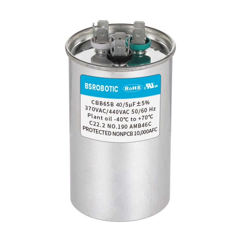 [Australia - AusPower] - 40/5 440v CBB65B AC Capacitor - 40+5 uf ±5% MFD 370/440 Volt Dual Run Round Capacitor, CBB65 Dual Run Circular Start Capacitor for AC Motor Run or Fan Start or Condenser Straight 40uf01 