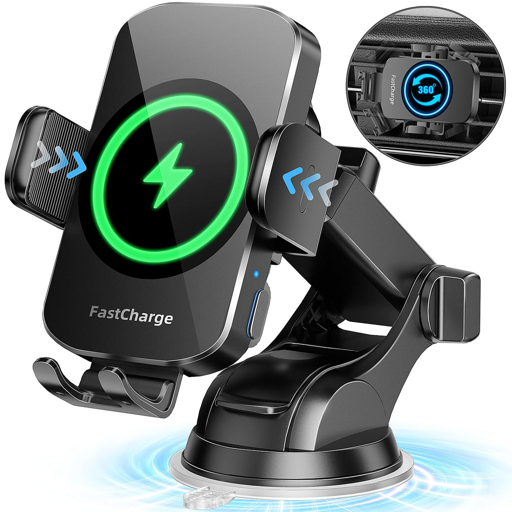 [Australia - AusPower] - Wireless Car Charger, Fast Charging Phone Holder BothLin 3 in 1 Phone Mount Auto Clamping Car Accessories Compatible with iPhone 15 14 13 12 11 Xs XR, Samsung S23 Ultra S22 S21 S20/S10+ S9+ Note 9 Black[Best Overall Performer] 