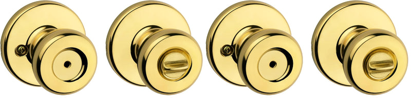 Kwikset 93001-870 Tylo Bed & Bath Knob in Polished Brass, Privacy (Pack of 2) 1 Count (Pack of 2)