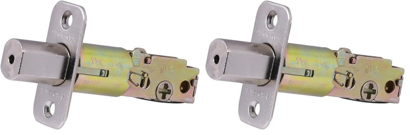 Design House 790634 Pro Series 2-Way, Round Corner Deadbolt Latch, Satin Nickel, 3 Piece (Pack of 2) 3 Count (Pack of 2)