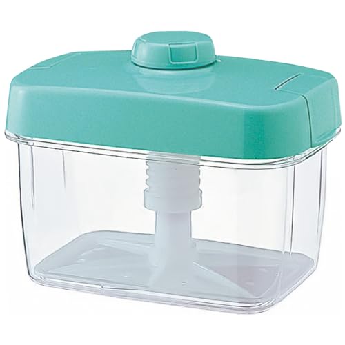 Green TIKUSAN instant pickle maker vegetable press and container, BPA-free rectangular jar for tsukemono, 3.0L capacity.
