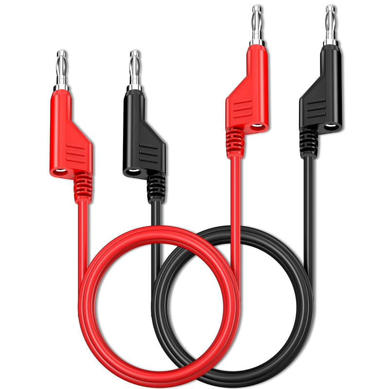 [Australia - AusPower] - Goupchn Stackable Banana to Banana Plug Test Leads 2PCS Soft Electrical Test Cable Wire 6.56ft/2m Red Black for Multimeter 1000V 15A 2 m Stackable Banana Plug 