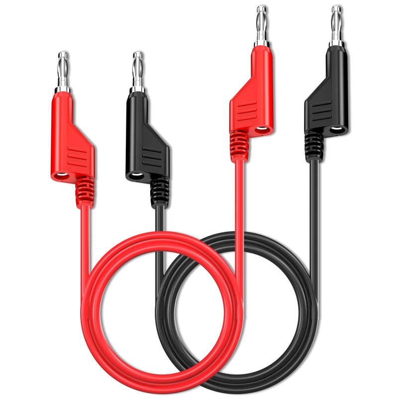 [Australia - AusPower] - Goupchn Stackable Banana to Banana Plug Test Leads 2PCS Soft Electrical Test Cable Wire 3.3ft/1m Red Black for Multimeter 1000V 15A 