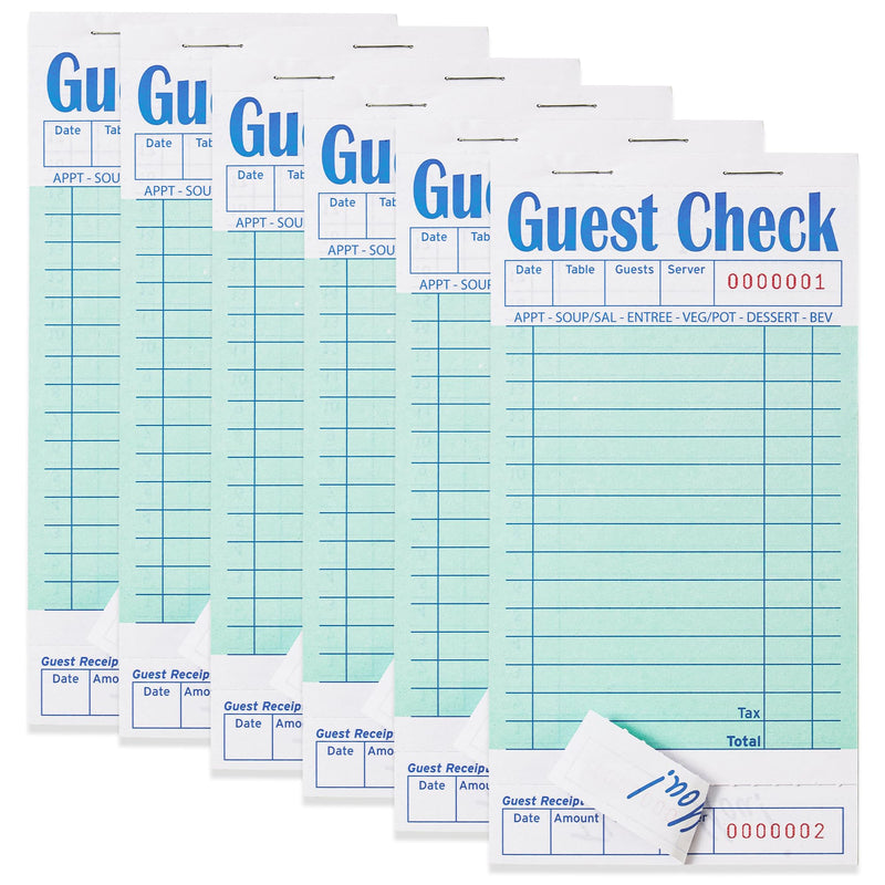 [Australia - AusPower] - 6 Pack Guest Checks Books for Servers Server Note Pads, Waiter Checkbook, Waitress Notepad for Restaurants, Paper Checks 50 Sheets/Pack, 300 Total Tickets Green 6pcs 