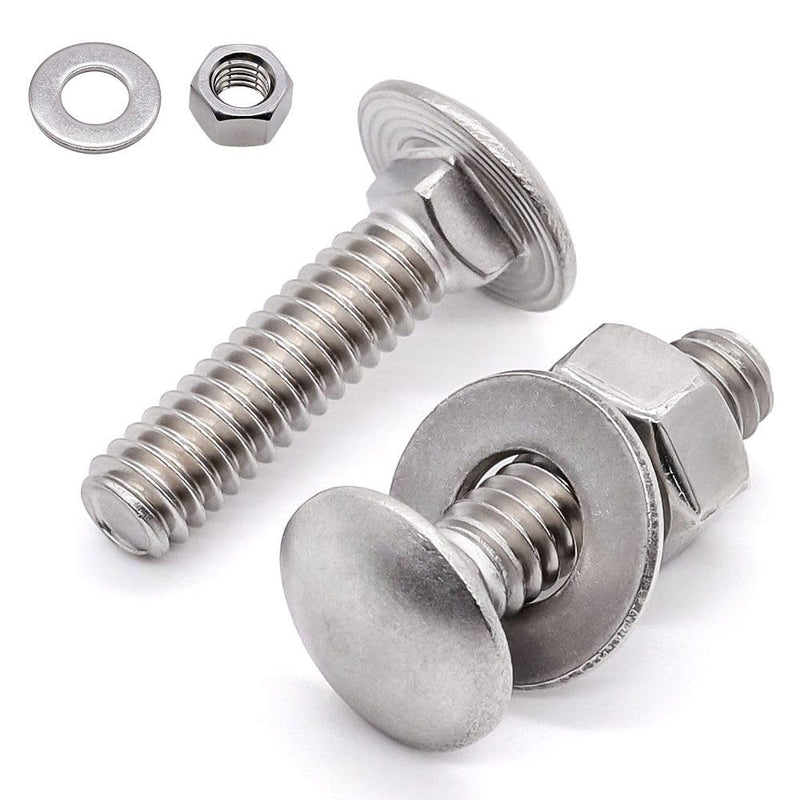 [Australia - AusPower] - (10 sets) M8-1.25 x 30mm Stainless Steel Carriage Bolts Screws Kits, Round Head Square Neck Screws, Hex Nuts & Flat Washers, 304 Stainless Steel 18/8, Full Thread 10 