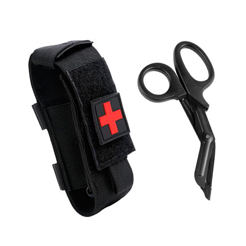 [Australia - AusPower] - Upgrade Tourniquet Pouch with Shear, Molle Tourniquet Holder, Tactical TQ Trauma Tourniquets Scissors(Without Tourniquet) Black 