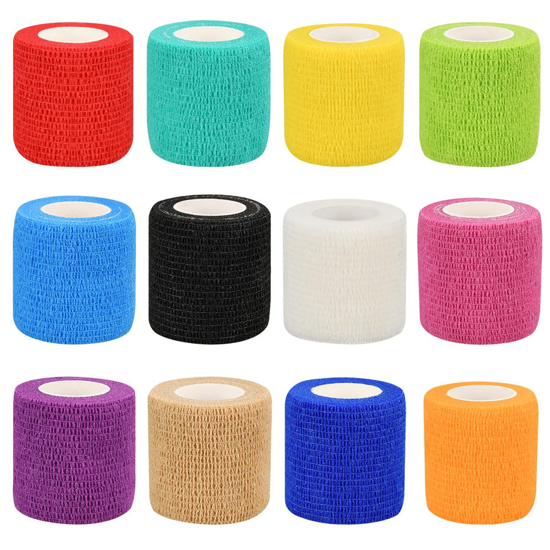 [Australia - AusPower] - 12/24/48/72pcs Self Adhesive Bandage Wraps, 2in 5 Yards, Multicolor (2 Inch, 12 Pack Multicolor) 2 Inch 