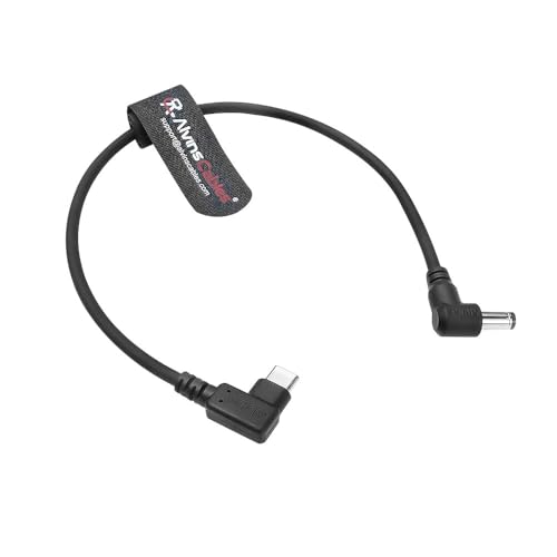 Alvin's Cables Right Angle USB-C Type-C PD to DC Power Cable PD Charging Cable for Blackmagic Video Assist Monitor, Ultra Soft 30CM/11.8 inches Right angle type-c 30cm