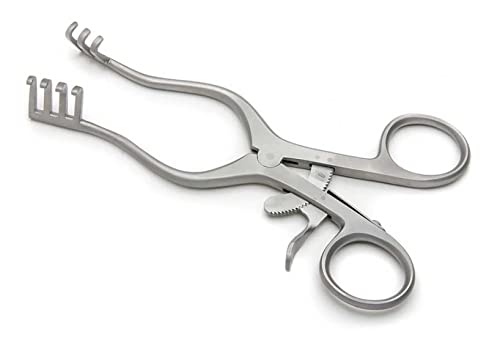 [Australia - AusPower] - Weitlaner Retractor 4.5” Blunt 3x4 Prong Stainless Steel Retractor Autoclave able and Sterilize able Teeth Grip Finger Rings Retractor Oral Surgery Instruments Surgical Dental Tools 