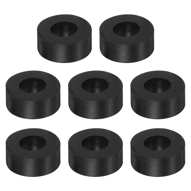 [Australia - AusPower] - 8pcs Rubber Spacer 1 Inch OD 0.47 Inch ID 0.4 Inch Thick Neoprene Round Anti Vibration Isolation Pads Isolator Rubber Washers Bushings for Home Cars Boat Accessories, Black 12mm x 25mm x 10mm 