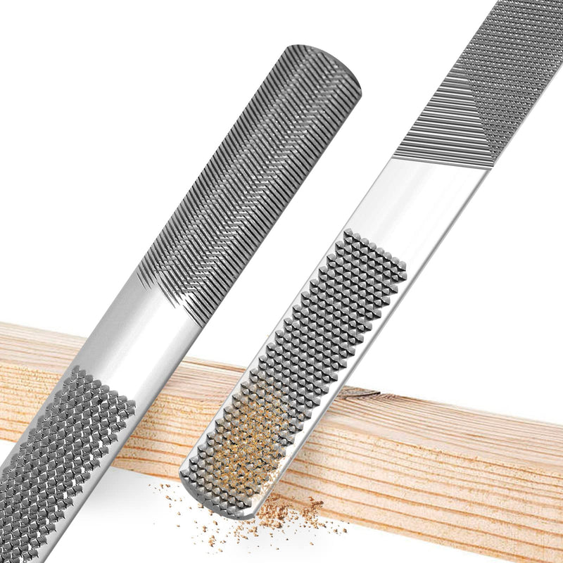 [Australia - AusPower] - 2PCS 8in 4 Way Wood Rasp File, Premium Grade High Carbon Hand File and Round Rasp, Half Round Flat & Needle Files, Multifunctional Hand File for Sharping Wood, Soft Metal, Plastic Tool 2 PC 