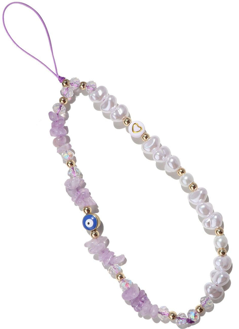[Australia - AusPower] - Evil Eye Phone Charm Strap Cell Phone Lanyard Phone Charms Strap Beaded Phone Charms Evil Eye Phone Lanyard Crystal Phone Strap Evil Eye Phone Chain Preppy Phone Charm Kawaii Phone Keychain Violet 