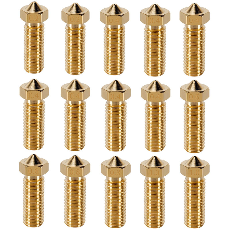[Australia - AusPower] - 15PCS Nozzles Kit for Anycubic Vyper, 3D Printer 7PCS 0.4mm Brass Nozzles and 2PCS 0.2mm, 0.6mm, 0.8mm, 1.0mm Brass Nozzles Kit for Anycubic Vyper, Kobra Plus, Kobra Max 