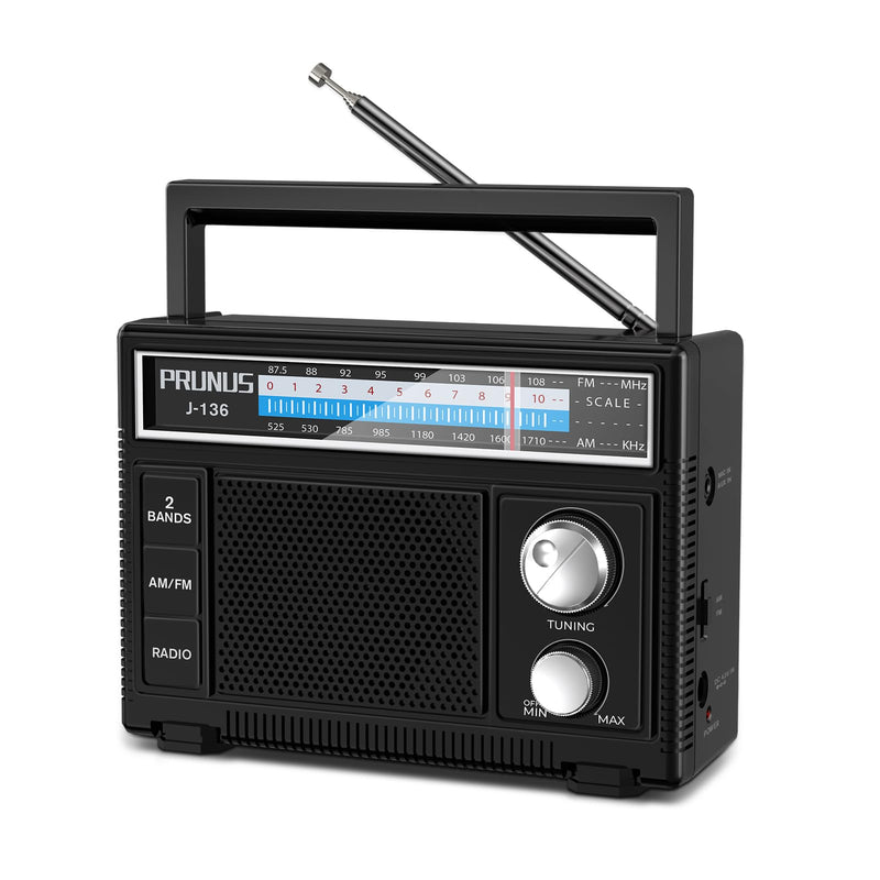 [Australia - AusPower] - PRUNUS Portable Radio AM FM, Transistor Radio Battery Operated and Plug in Wall,Loud Speaker Support AUX in and Micphone in, Small Radios Portable AM FM J-136 