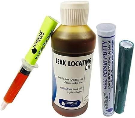 [Australia - AusPower] - Pool Leak Detection Dye Kit for Leakmaster Anderson Manufacturing - DIY Swimming Pool Leak Detector w/ Pool Dye Syringe, Yellow Dye Refill Bottle & White Cure Pool Putty -Pool Repair Kit (Bundle of 3) 