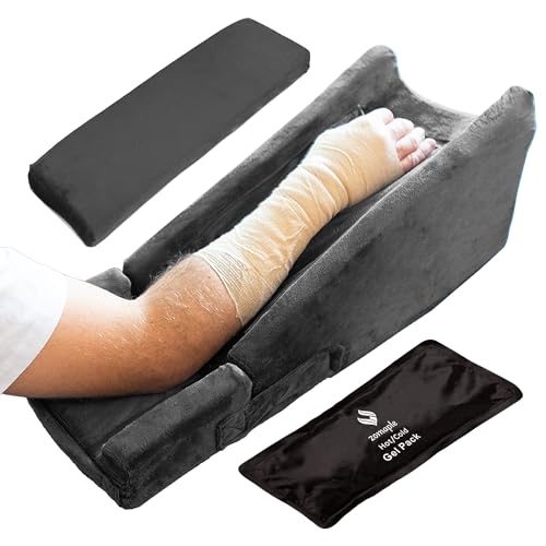 Zomaple 3pc Arm Elevation Pillow with Gel Pack for Wrist & Elbow Recovery Charcoal Grey